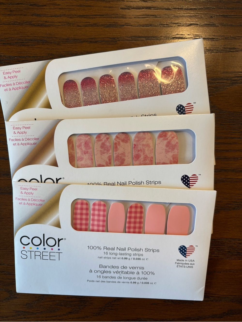 Color Street Pink Nail Strips Variety Pack - Glitter, Marble & Solid Pink